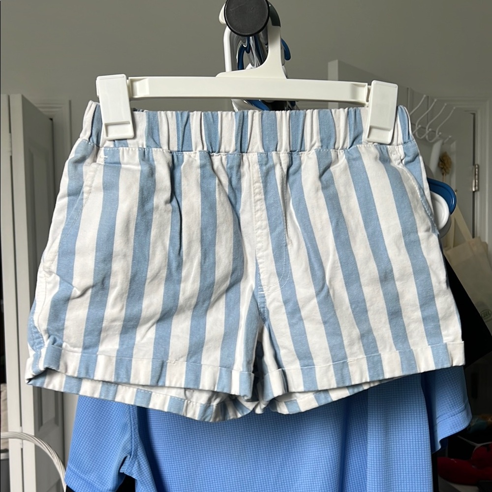 Forever 21 High Waist Blue and White Striped Shorts
